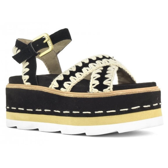 Mou Shoes - MOU platform crisscross stitched sandals NIB